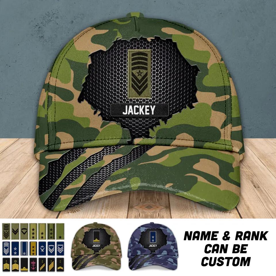 Personalized Norwegian Solider/ Veteran Camo Rank Peaked Cap 3D Printed QTHQ3110