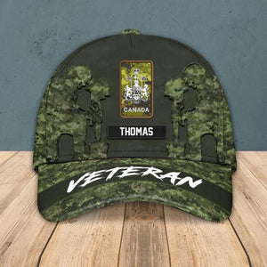 Personalized Canadian Solider/ Veteran Camo Rank Peaked Cap 3D Printed QTHQ3110