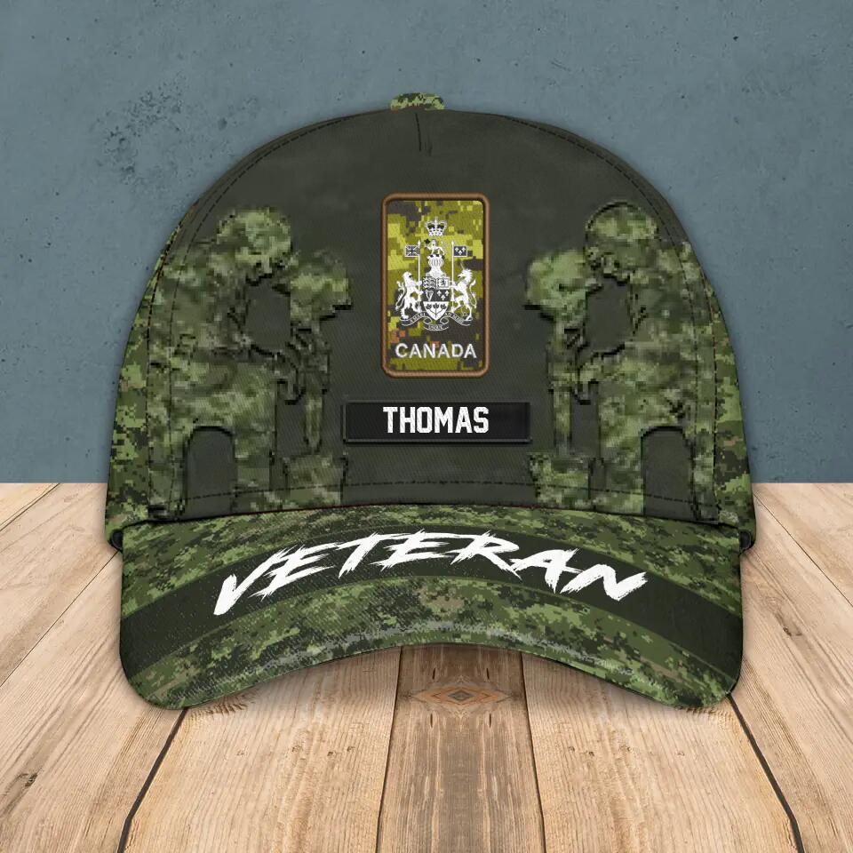 Personalized Canadian Solider/ Veteran Camo Rank Peaked Cap 3D Printed QTHQ3110