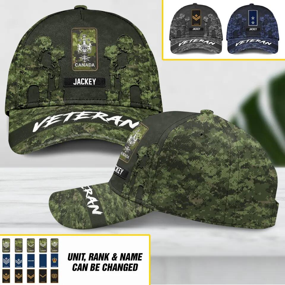 Personalized Canadian Solider/ Veteran Camo Rank Peaked Cap 3D Printed QTHQ3110