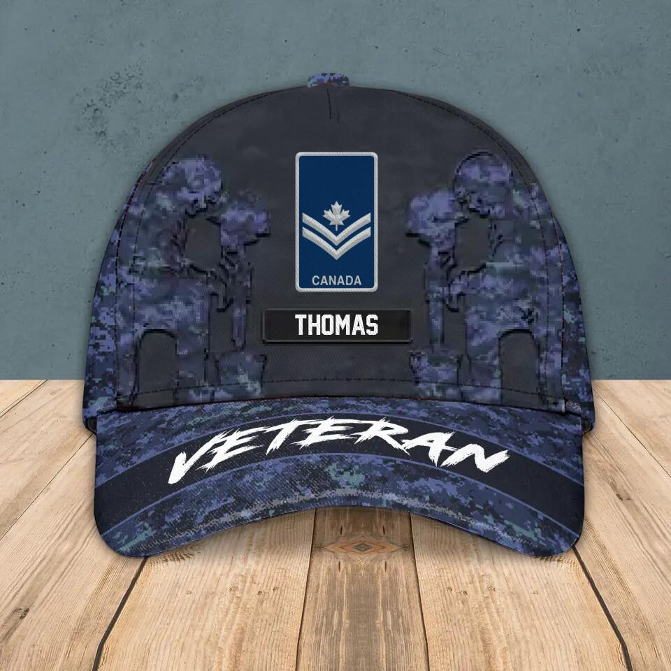 Personalized Canadian Solider/ Veteran Camo Rank Peaked Cap 3D Printed QTHQ3110