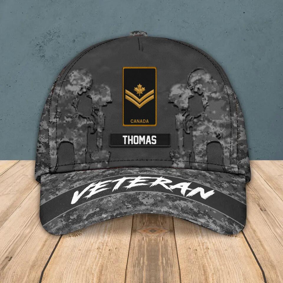 Personalized Canadian Solider/ Veteran Camo Rank Peaked Cap 3D Printed QTHQ3110