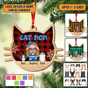 Personalized Cat Mom Caro Christmas Wood Ornament Printed OCT22-HY31