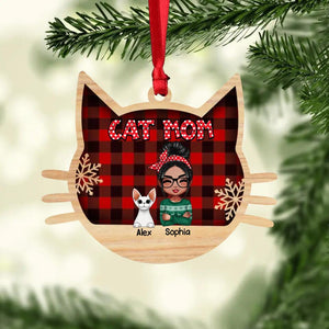 Personalized Cat Mom Caro Christmas Wood Ornament Printed OCT22-HY31