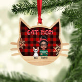 Personalized Cat Mom Caro Christmas Wood Ornament Printed OCT22-HY31