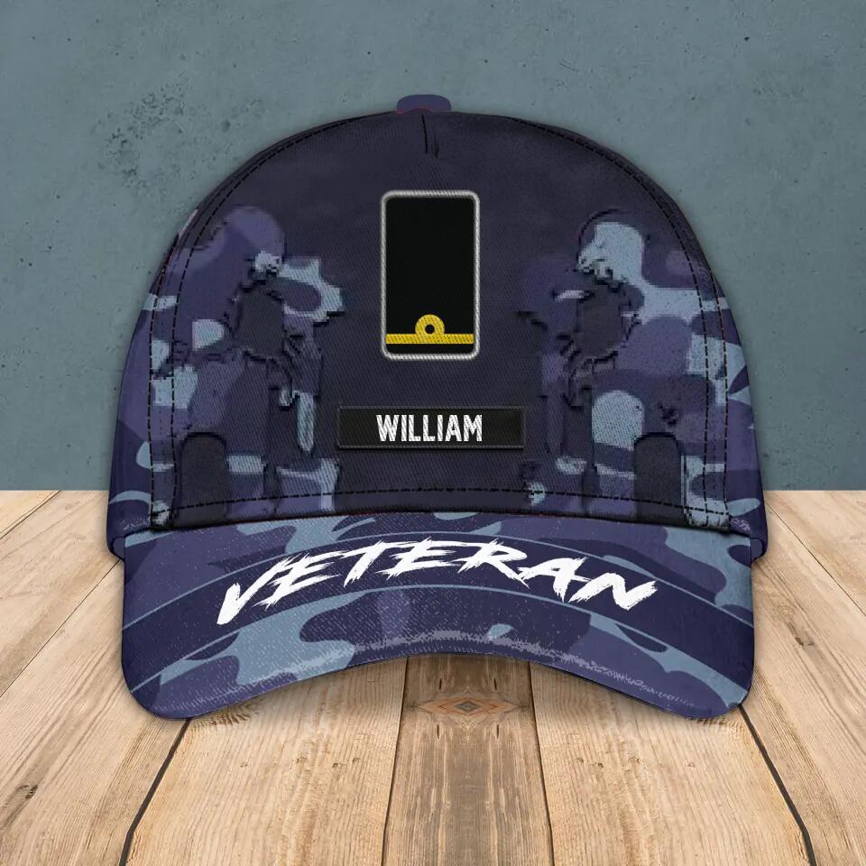 Personalized Norwegian Solider/ Veteran Camo Rank Peaked Cap 3D Printed QTHQ3110