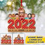 Personalized Christmas 2022 Grandma Mom Nana Auntie With Kid  Wood Ornament Printed OCT22-DT31