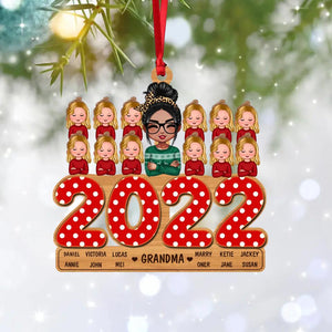 Personalized Christmas 2022 Grandma Mom Nana Auntie With Kid  Wood Ornament Printed OCT22-DT31