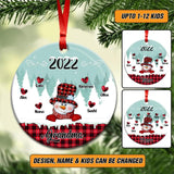 Personalized  Grandma Kid Name Snowman Heart Christmas Acrylic/Plastic Ornament Printed 22NOV-HY01