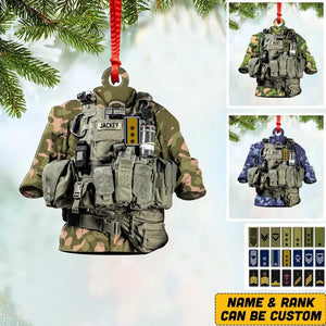 Personalized Norwegian Solider/ Veteran Uniform Camo Rank Acrylic/Plastic Ornament Printed 22NOV-HQ01