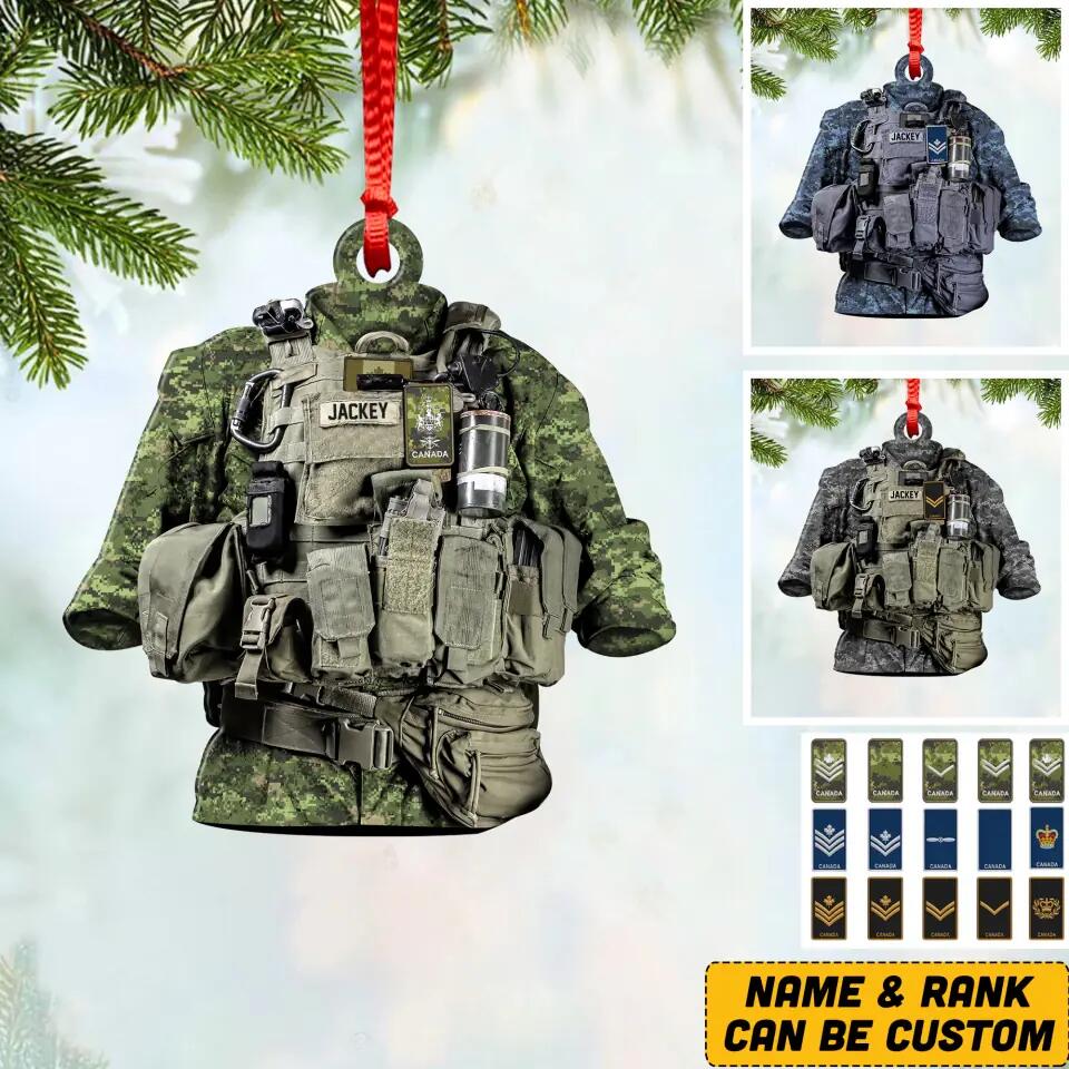 Personalized Canadian Solider/ Veteran Uniform Camo Rank Acrylic/Plastic Ornament Printed 22NOV-HQ01