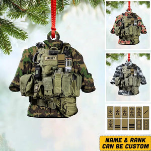 Personalized Swiss Solider/ Veteran Uniform Camo Rank Acrylic/Plastic Ornament Printed 22NOV-HQ01