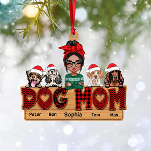 Personalized Christmas 2022 Dog Mom Wood Ornament Printed QTDT0111