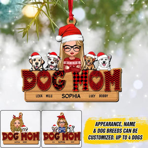Personalized Christmas 2022 Dog Mom Wood Ornament Printed QTDT0111