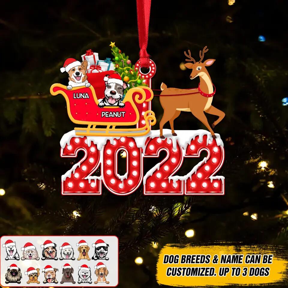 Personalized Christmas 2022 Dog Lovers Wood Ornament Printed 22NOV-DT01