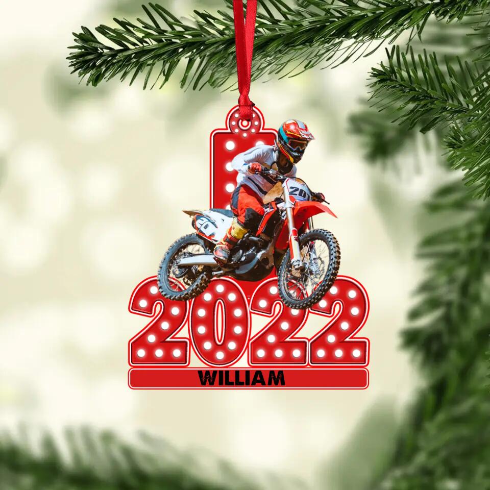 Personalized Image Motorcycle Lover 2022 Christmas Wood Ornament Printed 22NOV-HY02