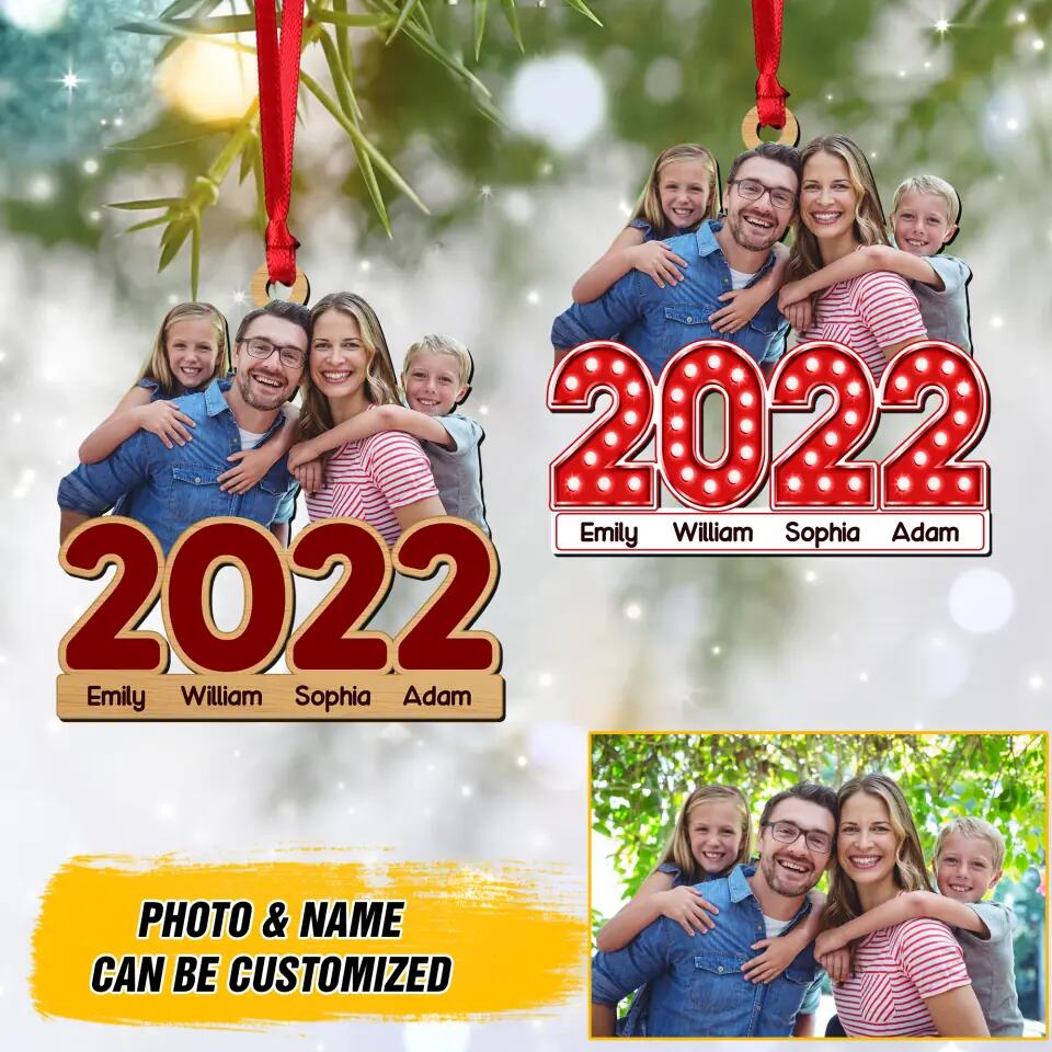 Personalized Your  Image Family 2022 Christmas Wood Ornament Printed 22NOV-dt02