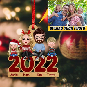 Personalized Your  Image Family 2022 Christmas Custom Chibi Family Wood Ornament Printed 22NOV-HQ02