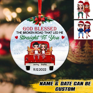 Personalized Doll Couple God Blessed Christmas 2022 Acrylic/Plastic Ornament Printed QTHQ0211