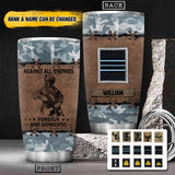 Personalized Against All Enemies Foreign and Domestic British Veteran Rank Camo Tumbler Printed 22NOV-HY02