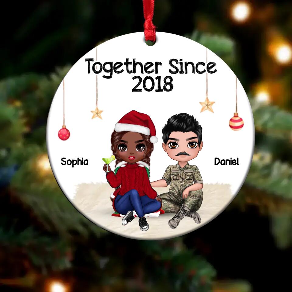 Personalized Together Since UK Solider/ Veteran Couple Christmas Acrylic/Plastic Ornament Printed 22NOV-DT03