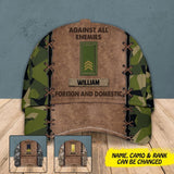 Personalized Swedish Veteran Against All Enemies Foreign and Domestic Camo Rank Peaked Cap 3D Printed 22NOV-HY03