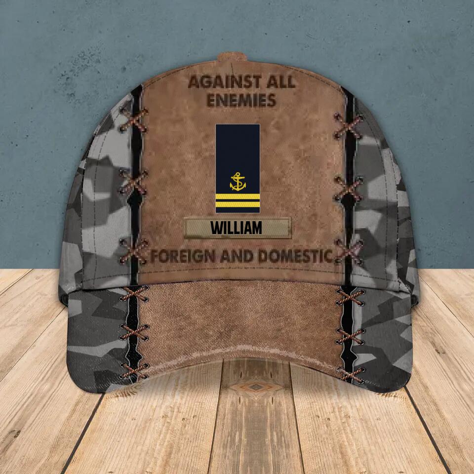 Personalized Swedish Veteran Against All Enemies Foreign and Domestic Camo Rank Peaked Cap 3D Printed 22NOV-HY03