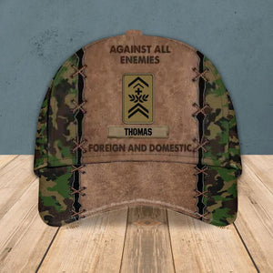 Personalized Swiss Veteran Against All Enemies Foreign and Domestic Camo Rank Peaked Cap 3D Printed 22NOV-HY03