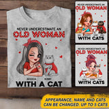 Personalized Never Underestimate An Old Woman With Cats Tshirt Printed 22NOV-DT03