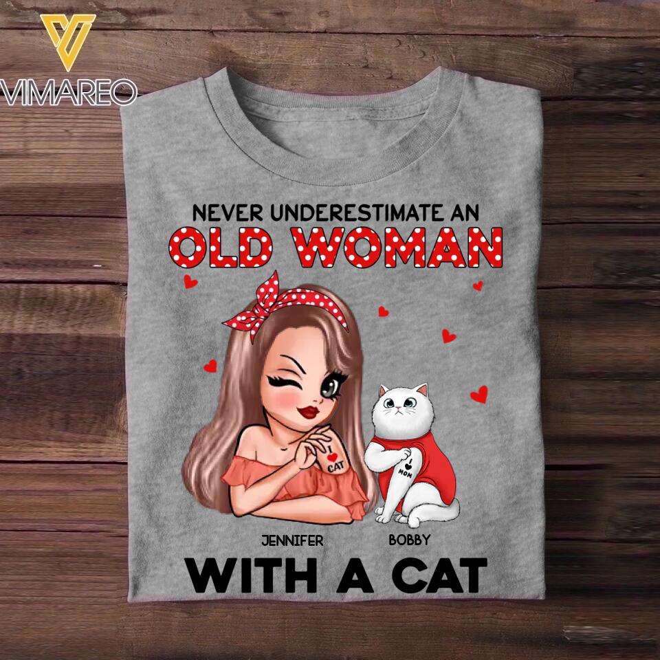 Personalized Never Underestimate An Old Woman With Cats Tshirt Printed 22NOV-DT03
