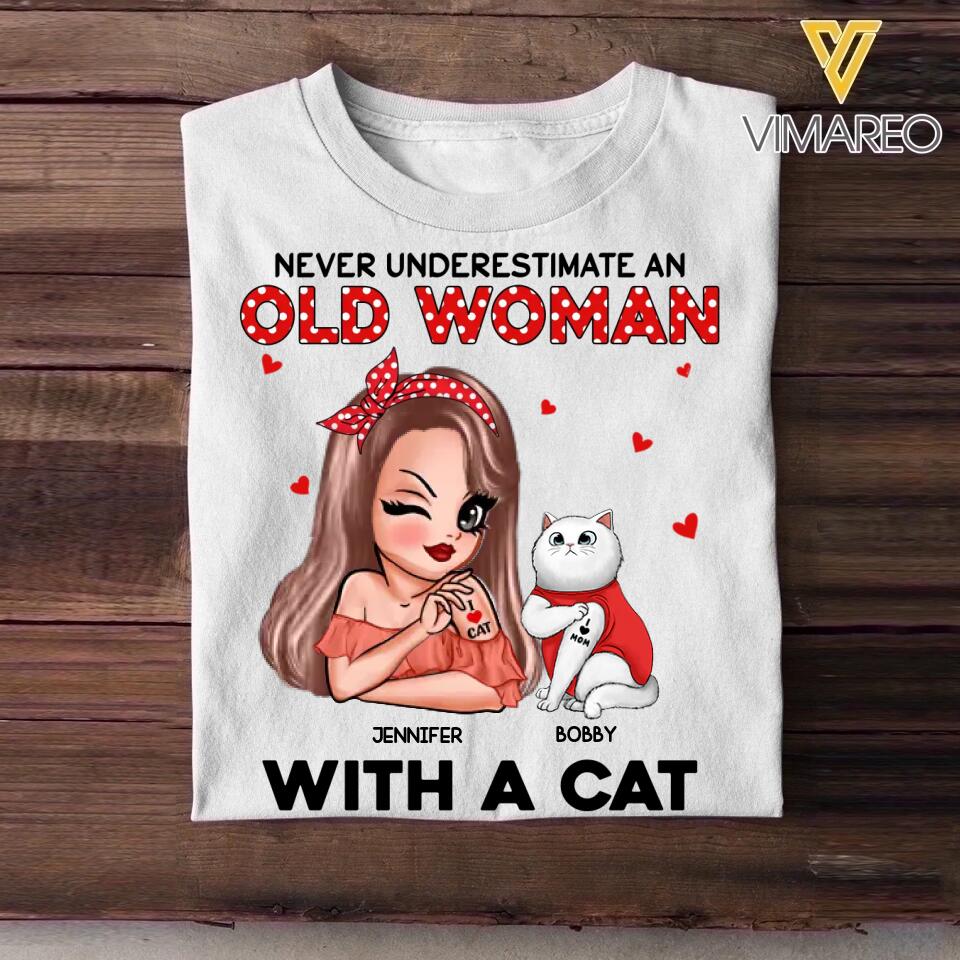Personalized Never Underestimate An Old Woman With Cats Tshirt Printed 22NOV-DT03
