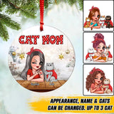 Personalized Cat Mom I Love Cat Christmas Acrylic/Plastic Ornament Printed 22NOV-HQ04