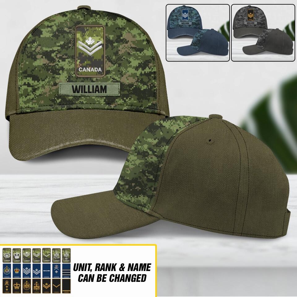 Personalized Canadian Solider Camo Rank Peaked Cap 3D Printed QTHY0411