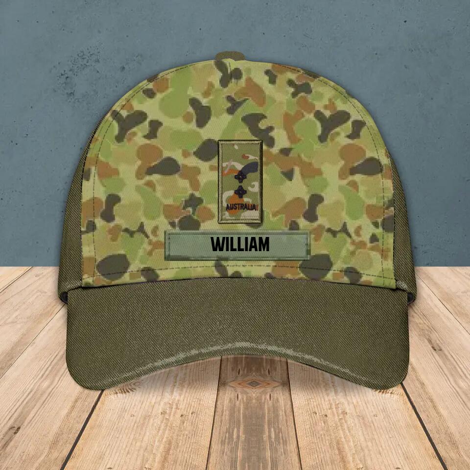 Personalized Australian Solider Camo Rank Peaked Cap 3D Printed QTHY0411