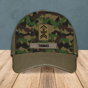 Personalized Swiss Solider Camo Rank Peaked Cap 3D Printed QTHY0411