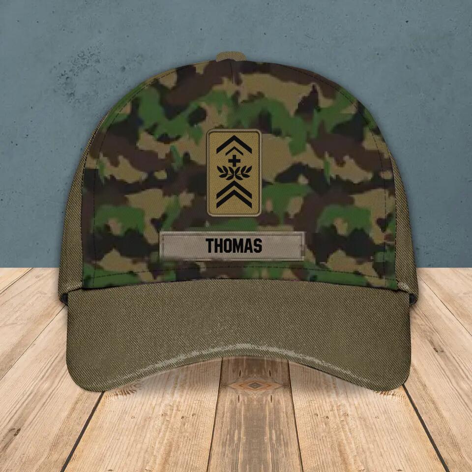 Personalized Swiss Solider Camo Rank Peaked Cap 3D Printed QTHY0411