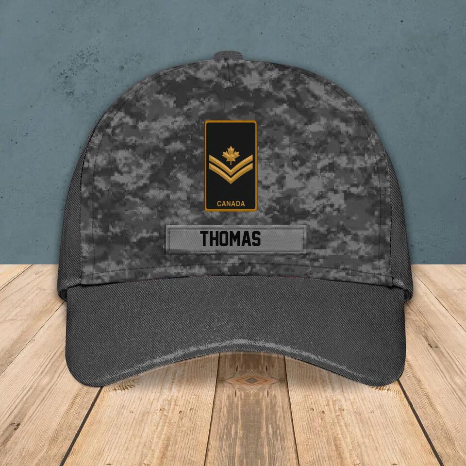 Personalized Canadian Solider Camo Rank Peaked Cap 3D Printed QTHY0411