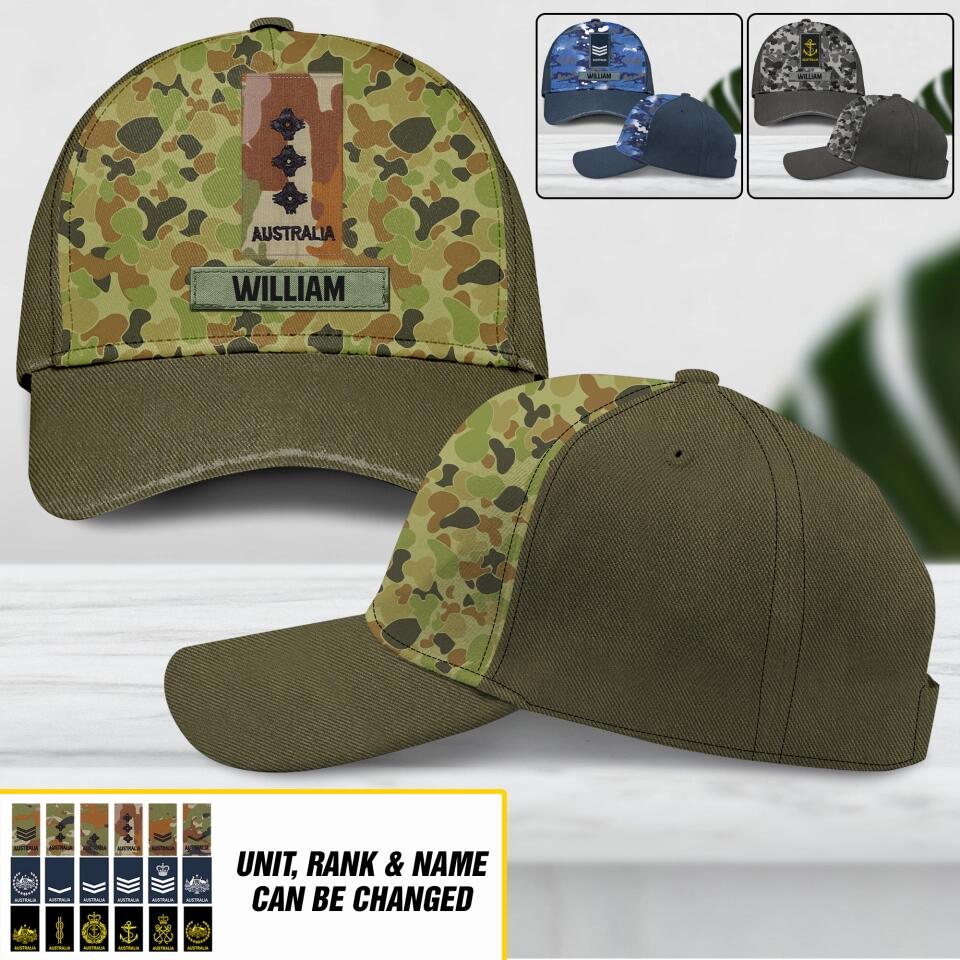 Personalized Australian Solider Camo Rank Peaked Cap 3D Printed QTHY0411