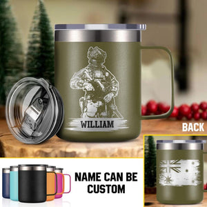 Personalized Australian Veteran/Soldier Laser Handle Cup Printed 22NOV-HQ07