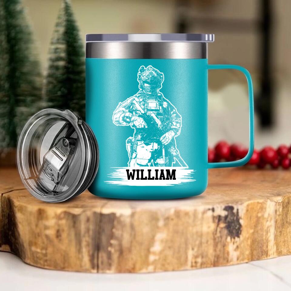 Personalized Australian Veteran/Soldier Laser Handle Cup Printed 22NOV-HQ07