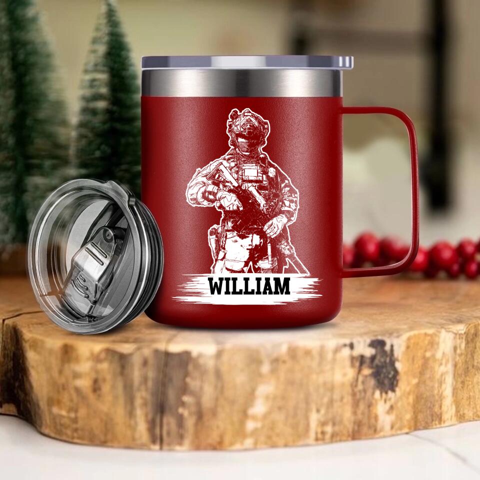 Personalized Australian Veteran/Soldier Laser Handle Cup Printed 22NOV-HQ07