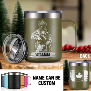 Personalized Canadian Veteran/Soldier Laser Handle Cup Printed 22NOV-HQ07