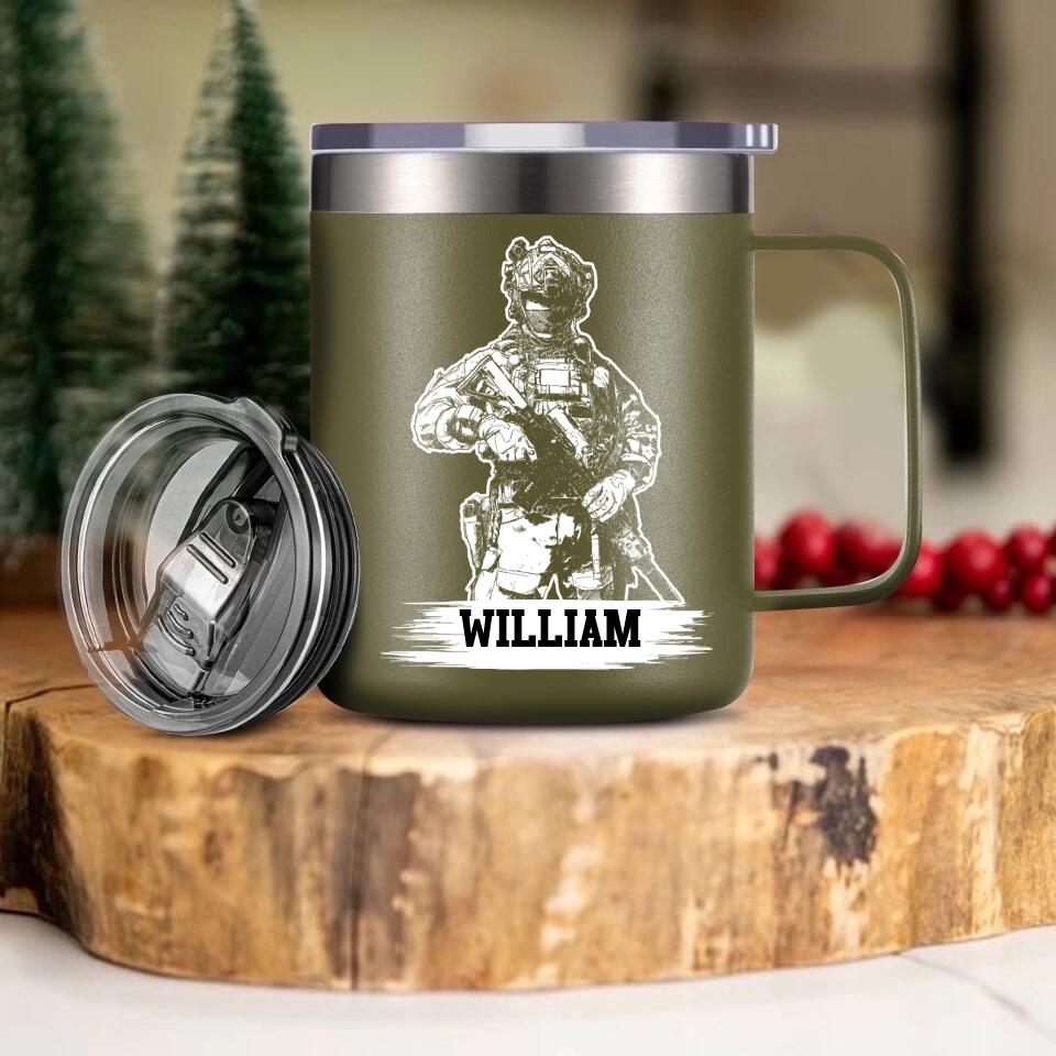 Personalized Canadian Veteran/Soldier Laser Handle Cup Printed 22NOV-HQ07