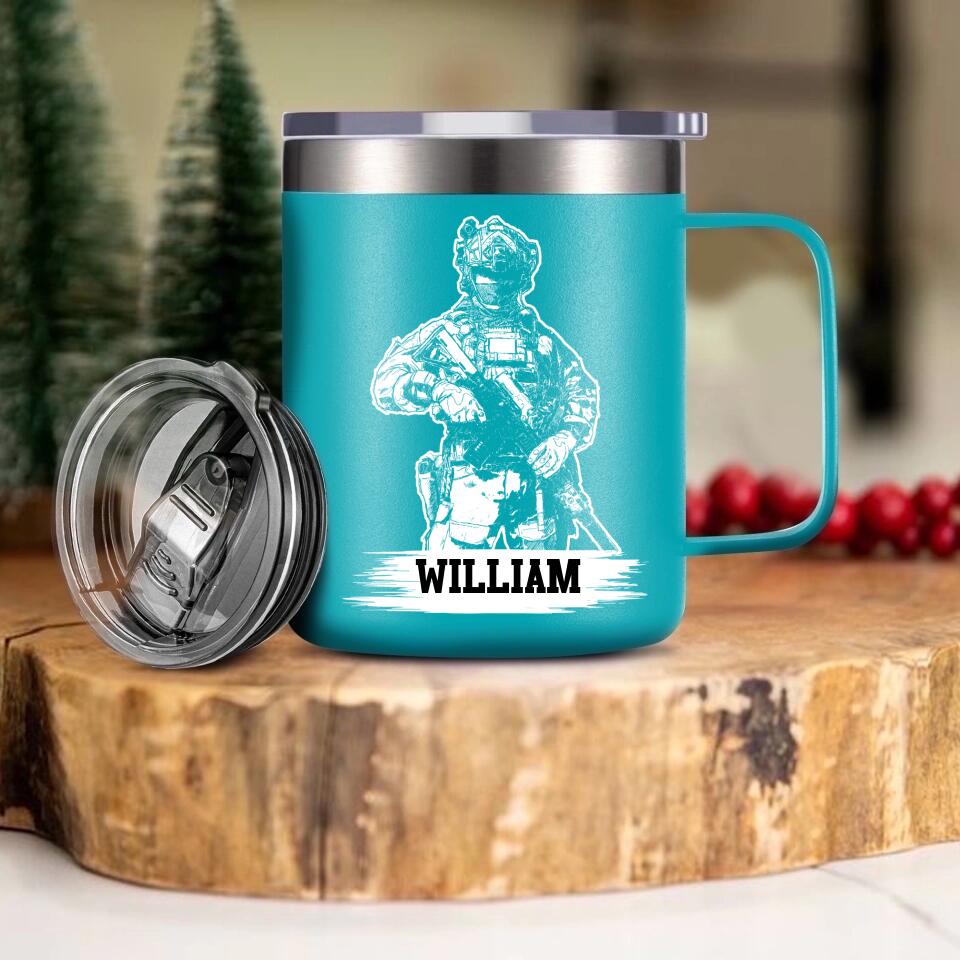 Personalized US Veteran/Soldier Laser Handle Cup Printed 22NOV-HQ07