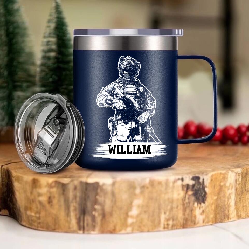Personalized US Veteran/Soldier Laser Handle Cup Printed 22NOV-HQ07
