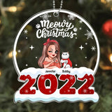 Personalized 2022 Meowy Christmas Cat Lovers Acrylic/Plastic Ornament Printed QTHQ0711