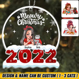 Personalized 2022 Meowy Christmas Cat Lovers Acrylic/Plastic Ornament Printed QTHQ0711