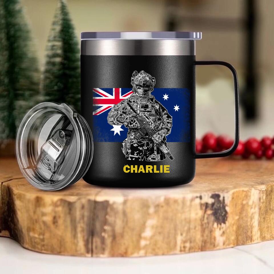Personalized Australian Veteran/Soldier Laser Handle Cup Printed 22NOV-HY07