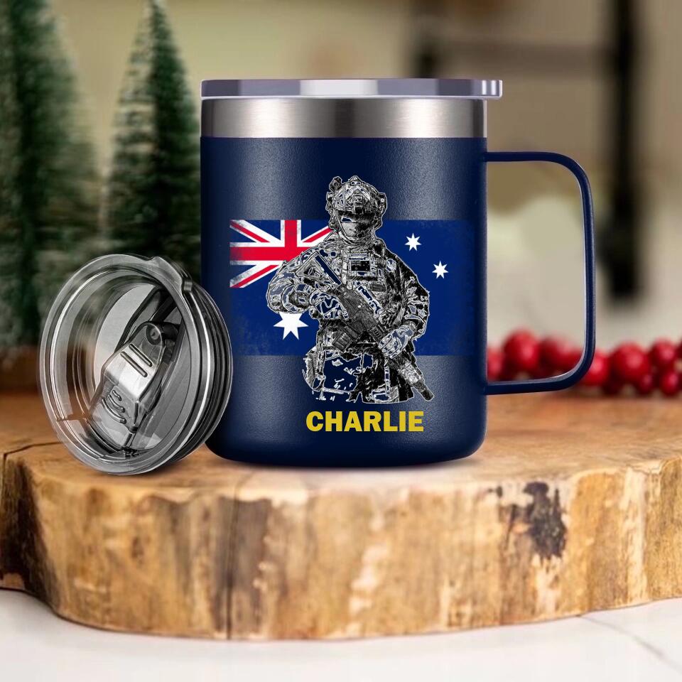 Personalized Australian Veteran/Soldier Laser Handle Cup Printed 22NOV-HY07