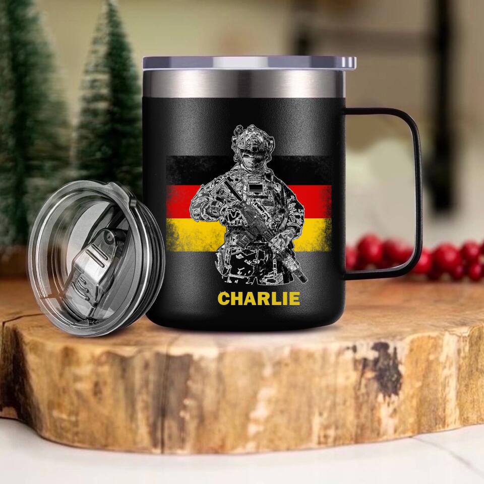Personalized German Veteran/Soldier Laser Handle Cup Printed 22NOV-HY07